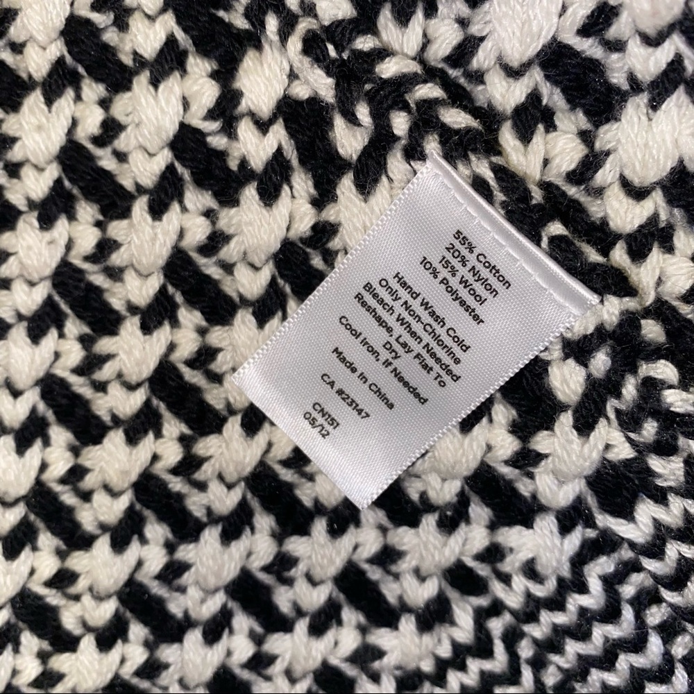 Talbots Wool Blend  White & Black Chunky Knit Open Cardigan Sweater Size Small - Picture 6 of 9